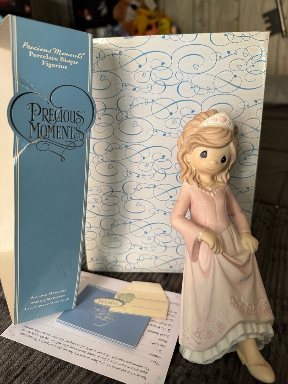 Precious Moments Pink Praying Girl Porcelain Figurine